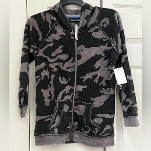 NWT - Vintage Havana - Grey Camo Zippered Hoodie Sweatshirt - Girls XL
